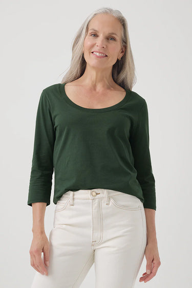 Softspun Scoop Neck Three-Quarter Sleeve Tee